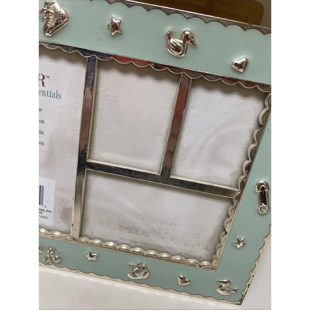 Decor Essentials Enamel Metal Unisex Baby Picture Frame for 4 Photos Standing